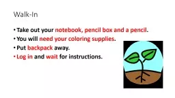 Walk-In Take out your  notebook, pencil box and a pencil