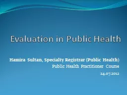 Evaluation in Public Health