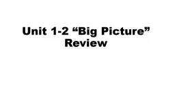 Unit 1-2 “Big Picture” Review