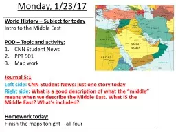 Monday, 1/23/17 World History – Subject for today