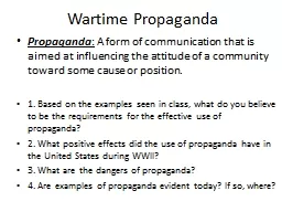 Wartime Propaganda Propaganda