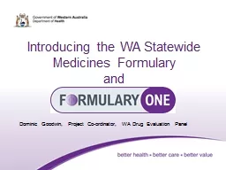 Introducing the WA Statewide Medicines Formulary