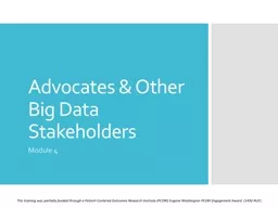 Advocates & Other Big Data Stakeholders