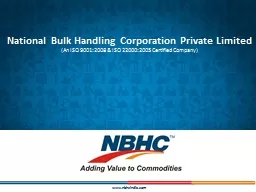 www.nbhcindia.com National Bulk Handling Corporation