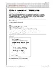 Robot acceleration or deceleration
