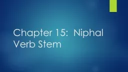 Chapter 15:   Niphal  Verb Stem
