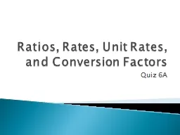 Ratios, Rates, Unit Rates, and Conversion Factors