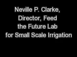 Neville P. Clarke, Director, Feed the Future Lab for Small Scale Irrigation