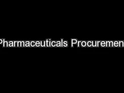 Pharmaceuticals Procurement
