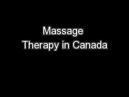 Massage Therapy in Canada