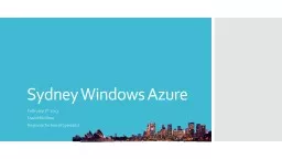 Melbourne Windows Azure