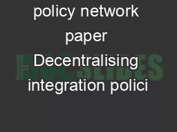 policy network paper Decentralising integration polici