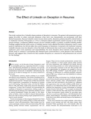 The Effect of Linkedin on Deception in Resumes Jamie G