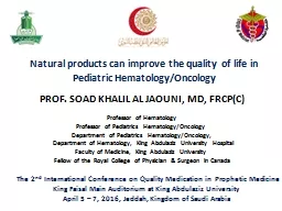 Natural products can improve the quality of life in Pediatric Hematology/Oncology