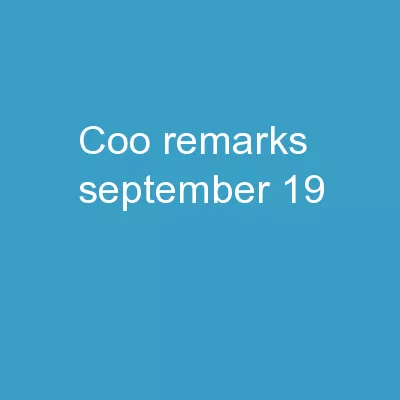 COO Remarks  September 19