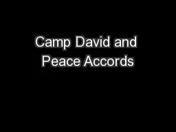 Camp David and Peace Accords