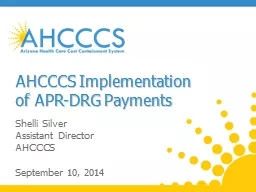 AHCCCS Implementation of APR-DRG Payments