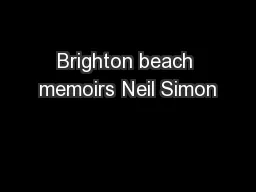 Brighton beach memoirs Neil Simon