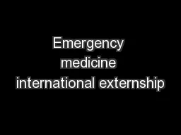 Emergency medicine international externship