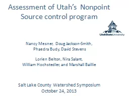 Assessment of Utah’s  Nonpoint Source control program