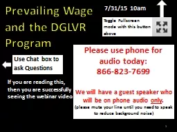 1 Prevailing Wage  and the DGLVR