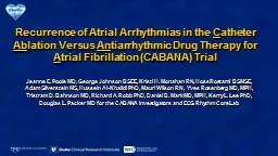Recurrence of Atrial Arrhythmias in the