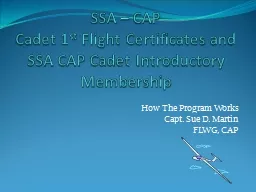 SSA – CAP  Cadet 1 st  Flight Certificates and