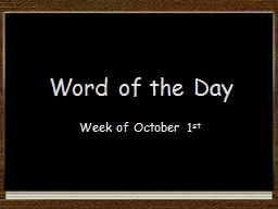 Word of the Day Week of October 1