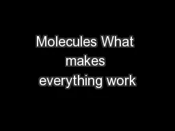 Molecules What makes everything work
