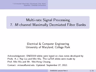 channel Maximally Decimated Filter Bank Appendix Detai