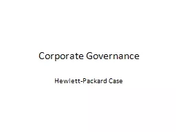 Corporate Governance Hewlett-Packard Case