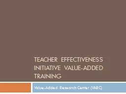 Teacher Effectiveness Initiative Value-Added Training