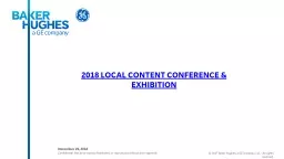 November 29, 2018 2018 LOCAL CONTENT CONFERENCE & EXHIBITION