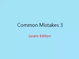 Common Mistakes #6 Lovers Edition