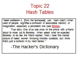 Hash Tables “ hash collision