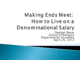 Making Ends Meet:   How to Live on a Denominational Salary