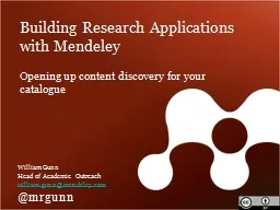 Building Research Applications with Mendeley