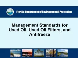 Management Standards for Used Oil, Used Oil Filters, and Antifreeze