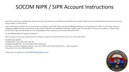 SOCOM NIPR / SIPR Account Instructions