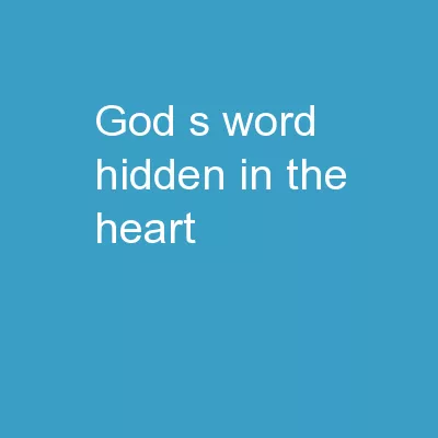 God’s Word Hidden in the Heart
