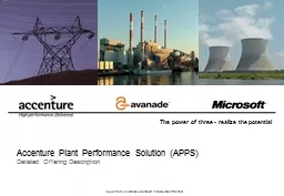 Accenture Plant Performance Solution (APPS)