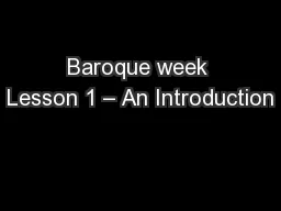 Baroque week Lesson 1 – An Introduction