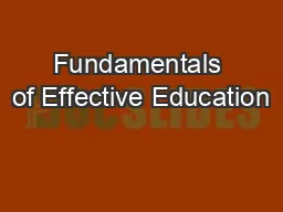 Fundamentals of Effective Education