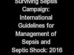 Surviving Sepsis Campaign: International Guidelines for Management of Sepsis and Septic