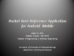 Pocket Beer Reference Application