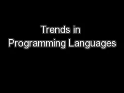Trends in Programming Languages