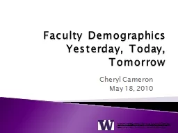 Faculty  Demographics Yesterday,  Today,   Tomorrow