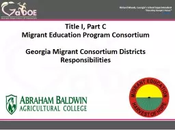 Title I, Part C   Migrant Education Program Consortium