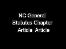 NC General Statutes Chapter  Article  Article