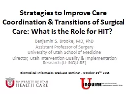 Strategies to Improve  Care Coordination & Transitions